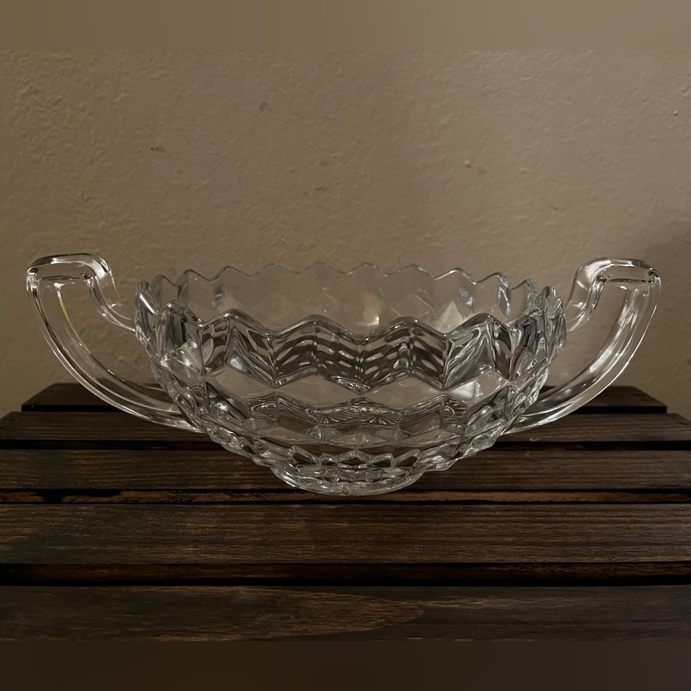 Vintage American Fostoria Large Bowl with slotted handles